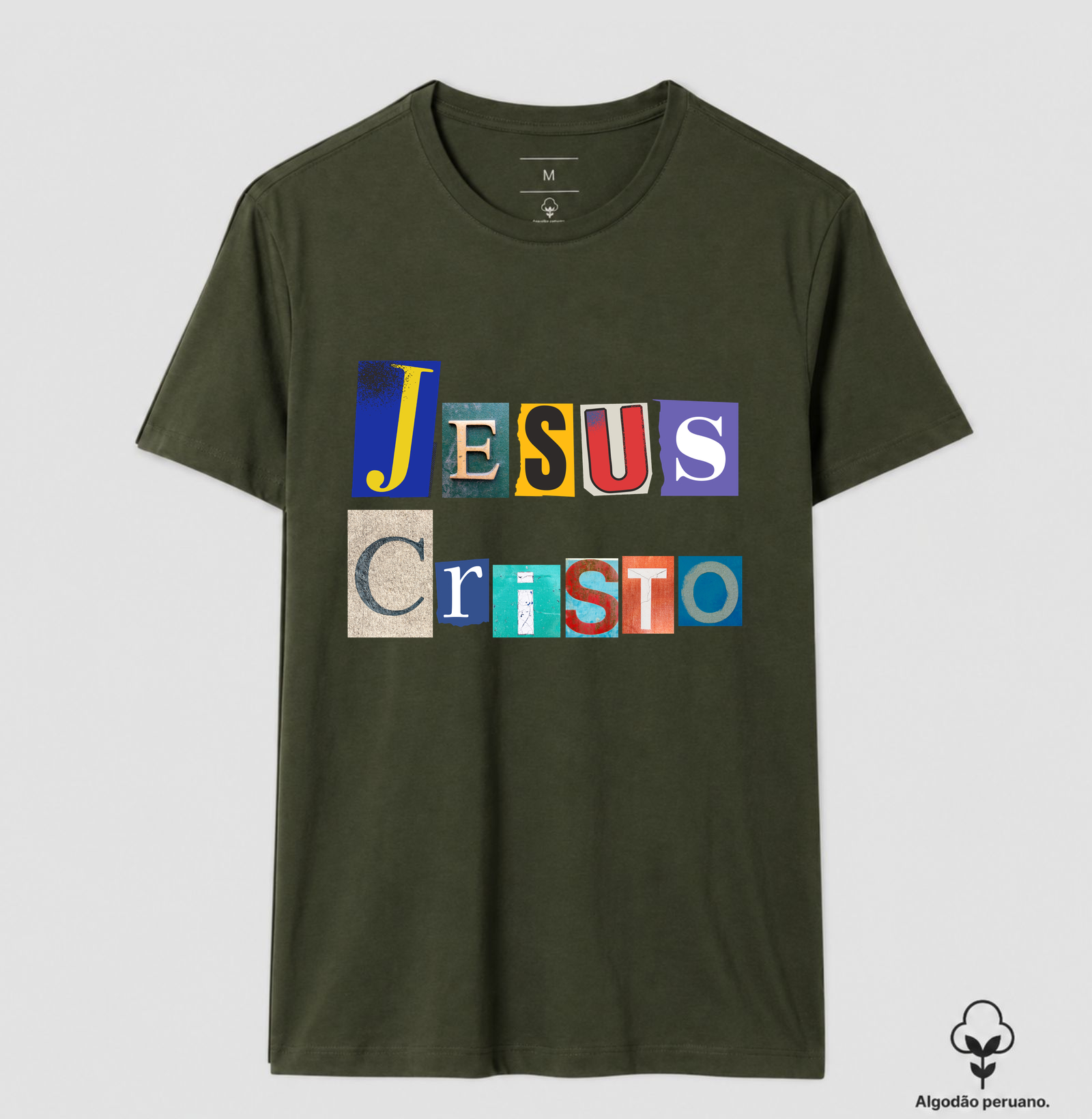 Camiseta Algodão Peruano Cristã Jesus Cristo Colagem - Imagem 5