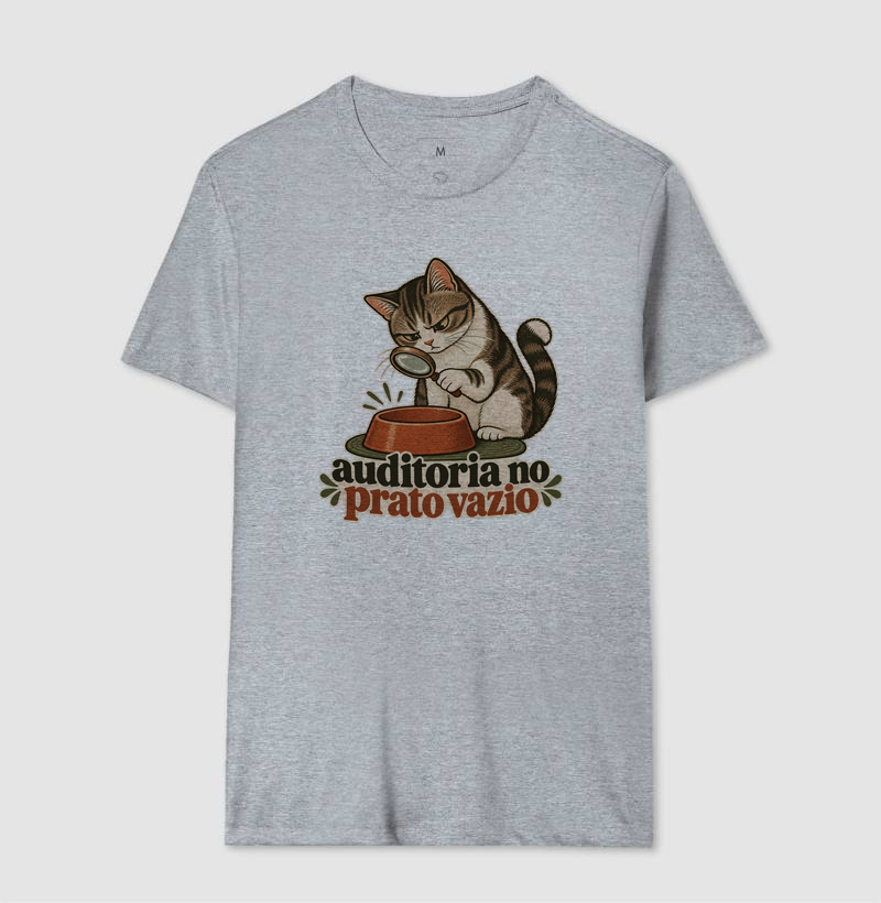 Camiseta Gato Comida "auditoria no prato vazio" | Pelo & Pano - Imagem 8