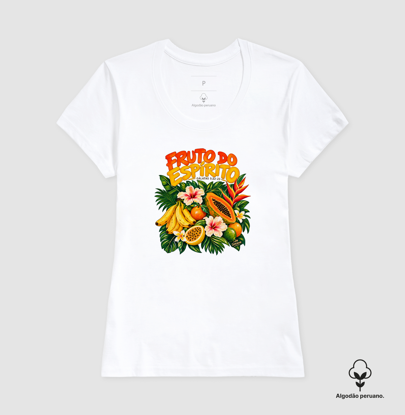 Camiseta Algodão Peruano Feminina Cristã Fruto do Espírito - Imagem 3