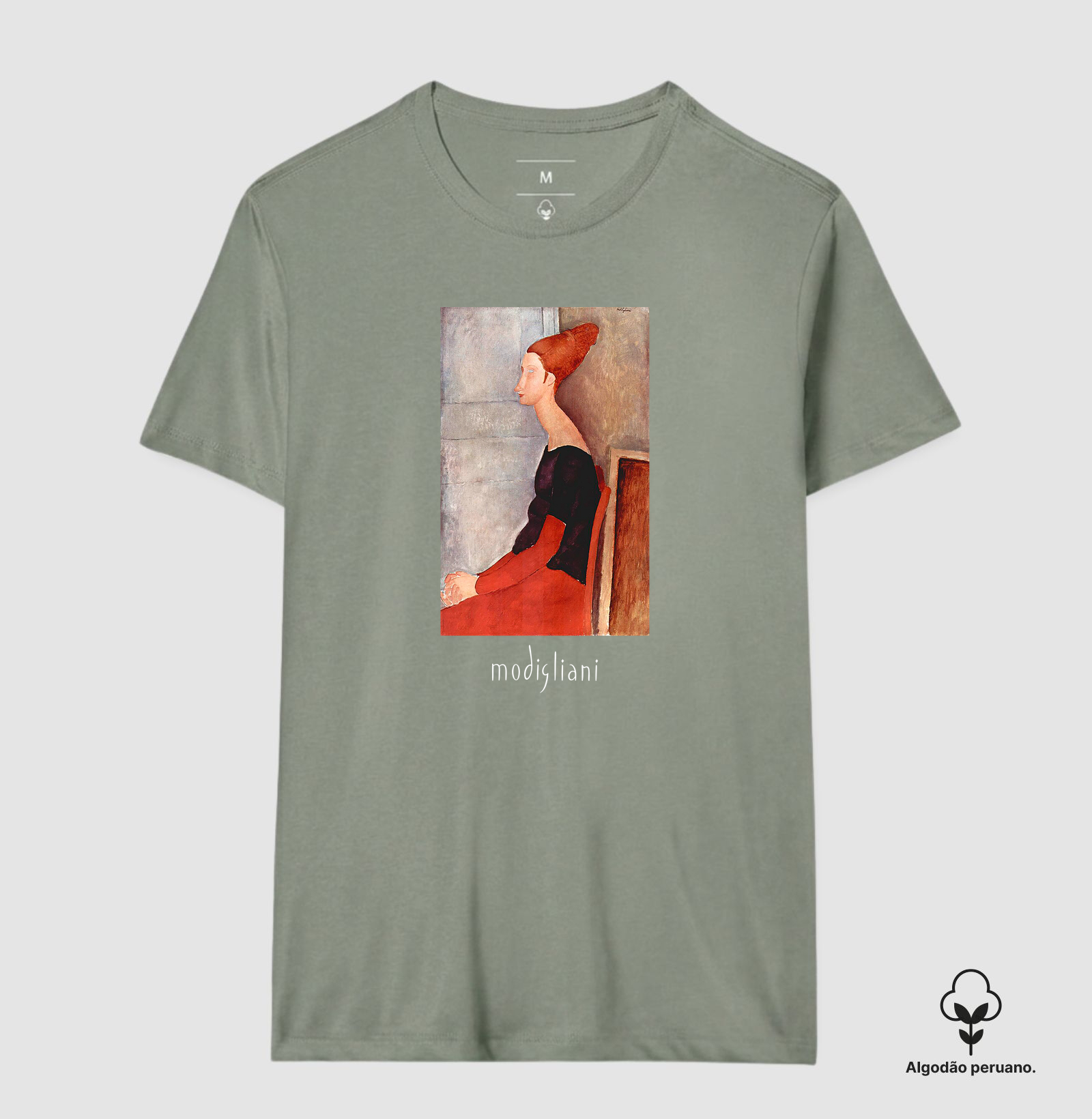 Camiseta Algodão Peruano Tanguis Jeanne Hébuterne de Perfil Modigliani  - Imagem 6