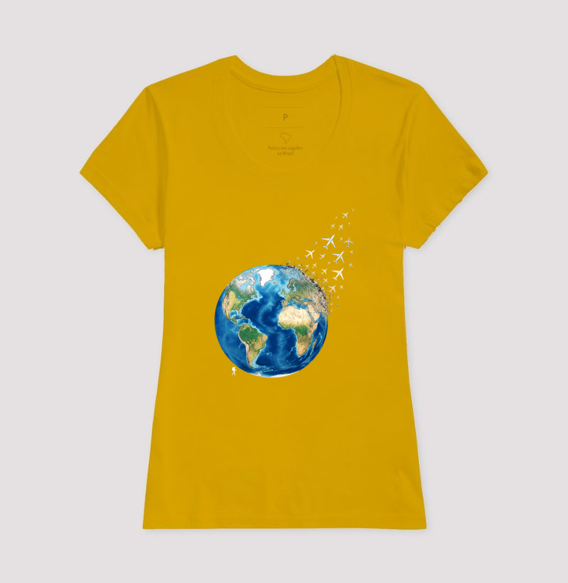 Camiseta Globo Terrestre Avioes Dispersos | Arte 3D Viagem Mundo | Colecao Viciados em Viagem - Imagem 18