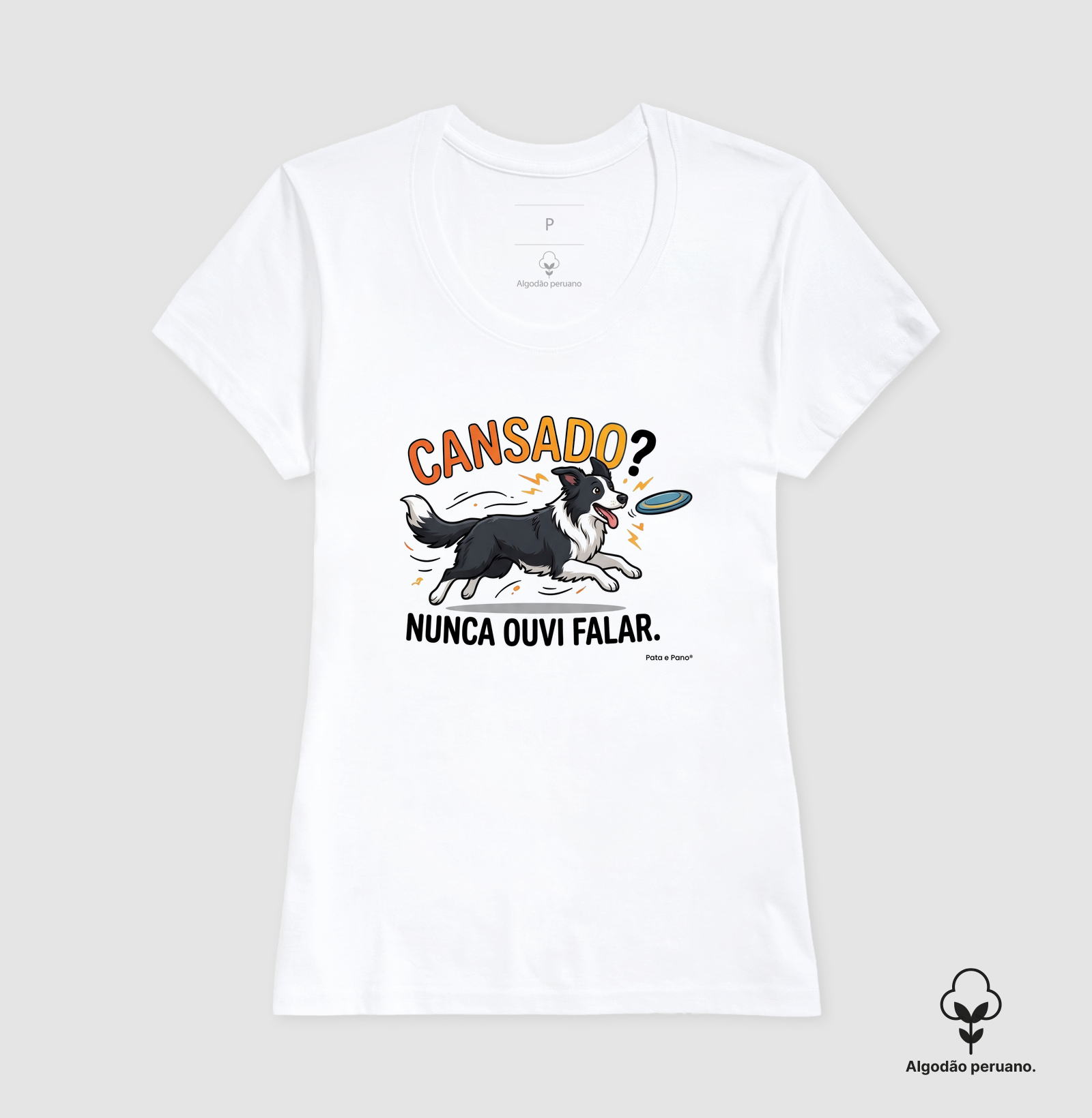 CAMISETA ALGODÃO PERUANO BORDER COLLIE CANSADO - Imagem 3