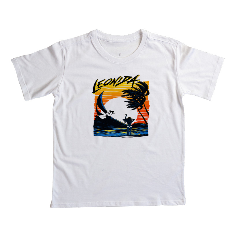 Camiseta Infantil Jason (GTA 6) retrô "Sunset Beach" de Leonida - Imagem 2