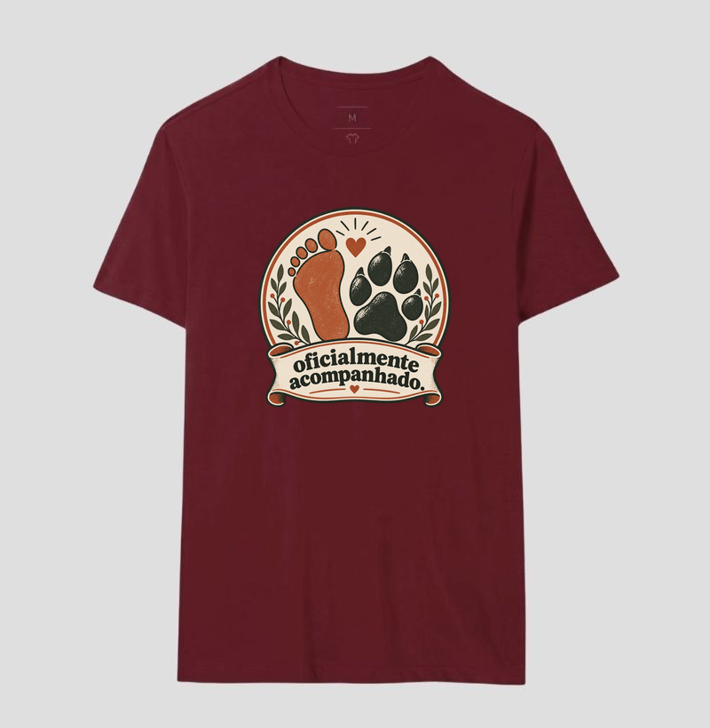 Camiseta Cachorro Minimalista "oficialmente acompanhado" | Pelo & Pano - Imagem 18