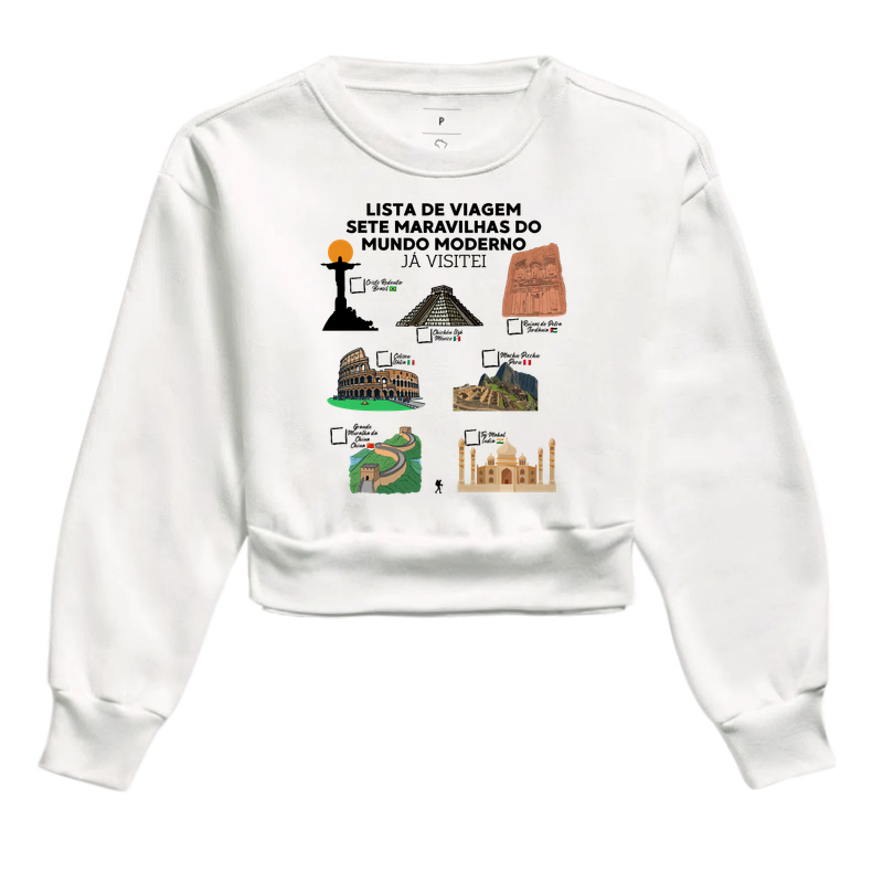 Camiseta Lista de Viagem Sete Maravilhas do Mundo Moderno | Marque as que Ja Visitou | Colecao Personalizaveis - Imagem 3