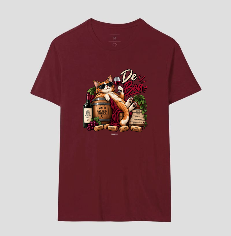 Camiseta “De Boa” Gato com Vinho – Estilo Relax & Life Mood - Imagem 16