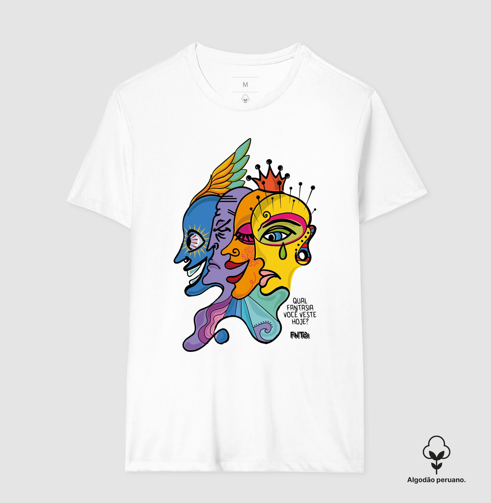 T-SHIRT "DIA" / MÁSCARAS - ESTAMPA GRANDE (ALGODÃO PERUANO)