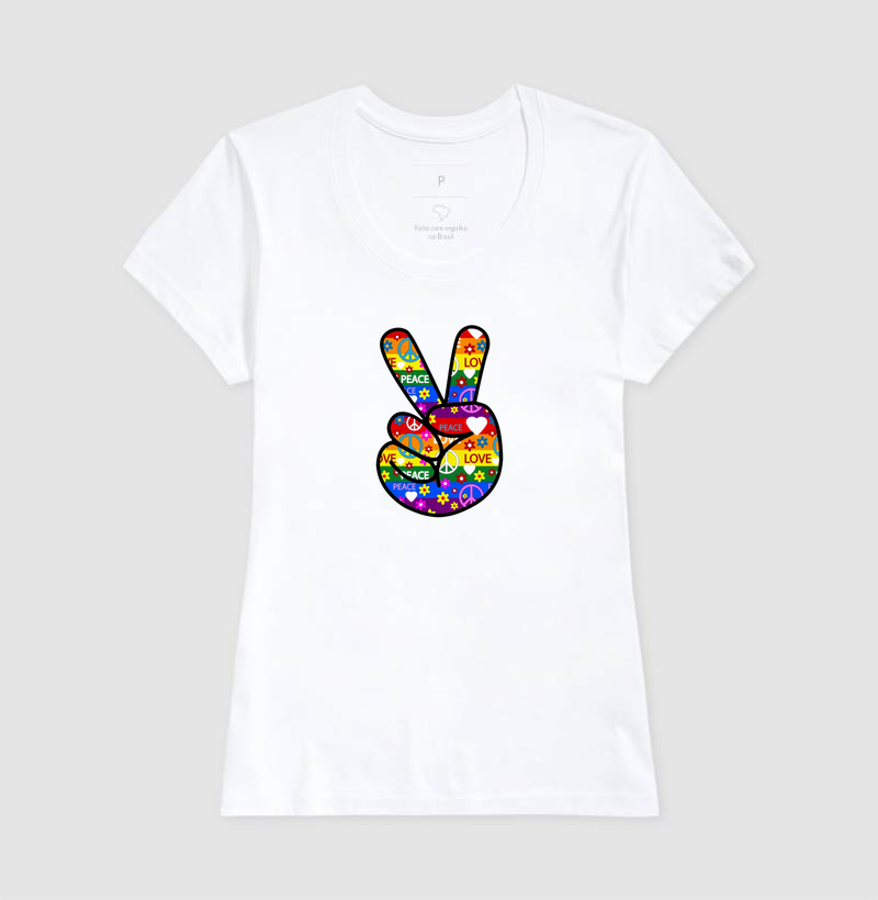 Camiseta Paz e Amor Retro - Imagem 5