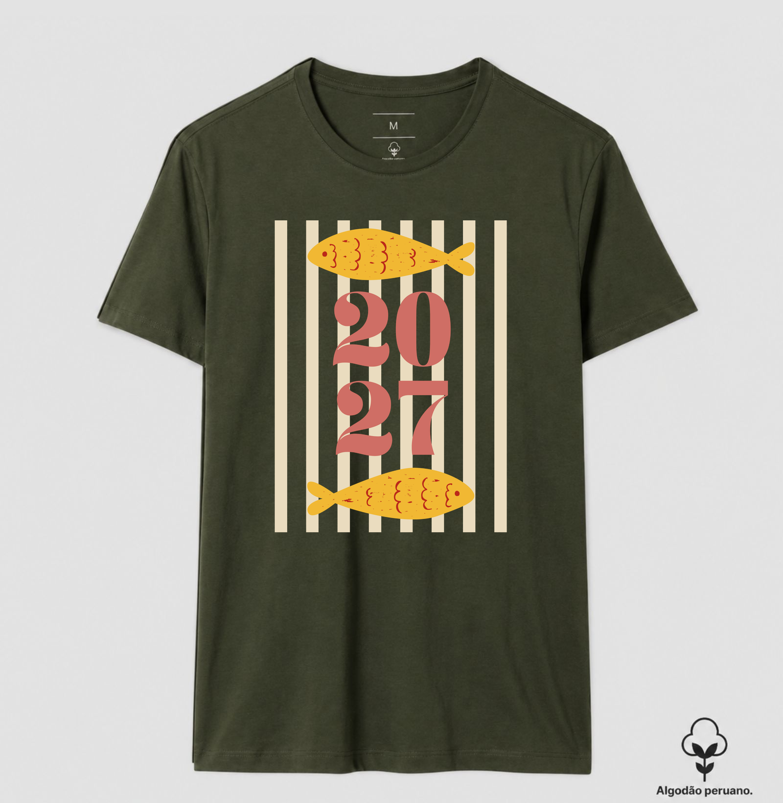 Camiseta Ano Novo 2027 Peixe Mediterrâneo Algodão Peruano - Imagem 4