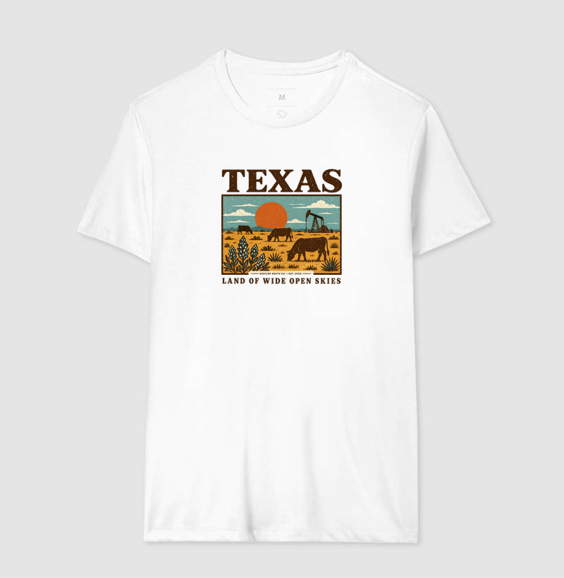 Camiseta Country Texas Land of Wide Open Skies Dustler South Co. Algodão Peruano Premium - Imagem 2