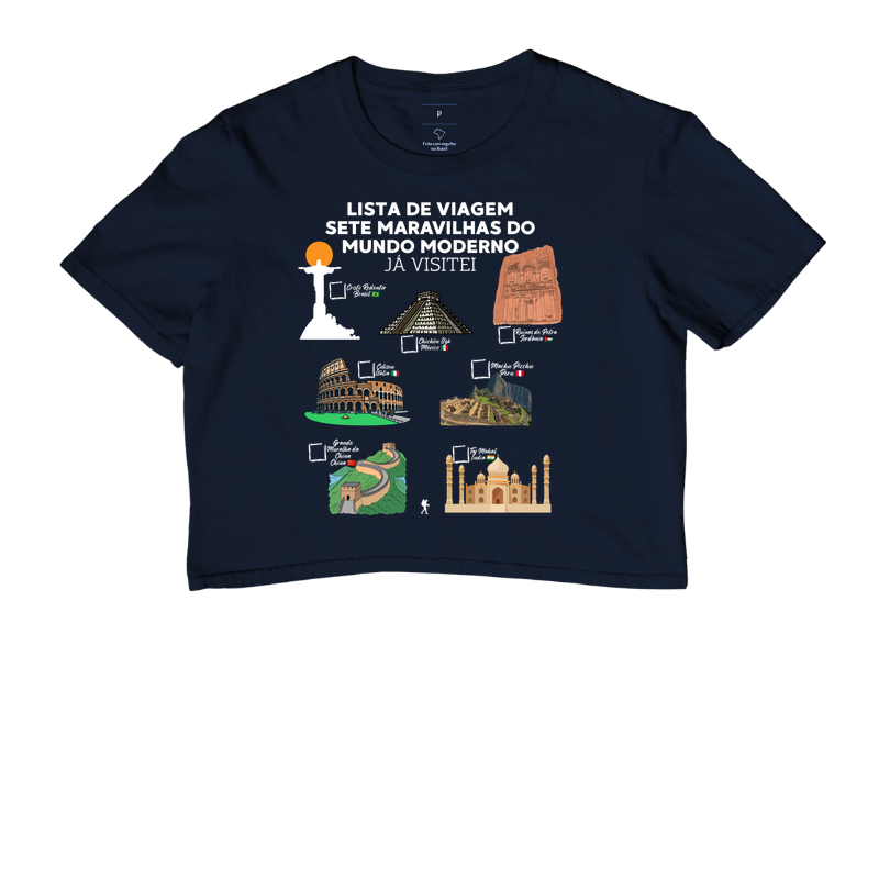 Camiseta Lista de Viagem Sete Maravilhas do Mundo Moderno | Marque as que Ja Visitou | Colecao Personalizaveis - Imagem 4