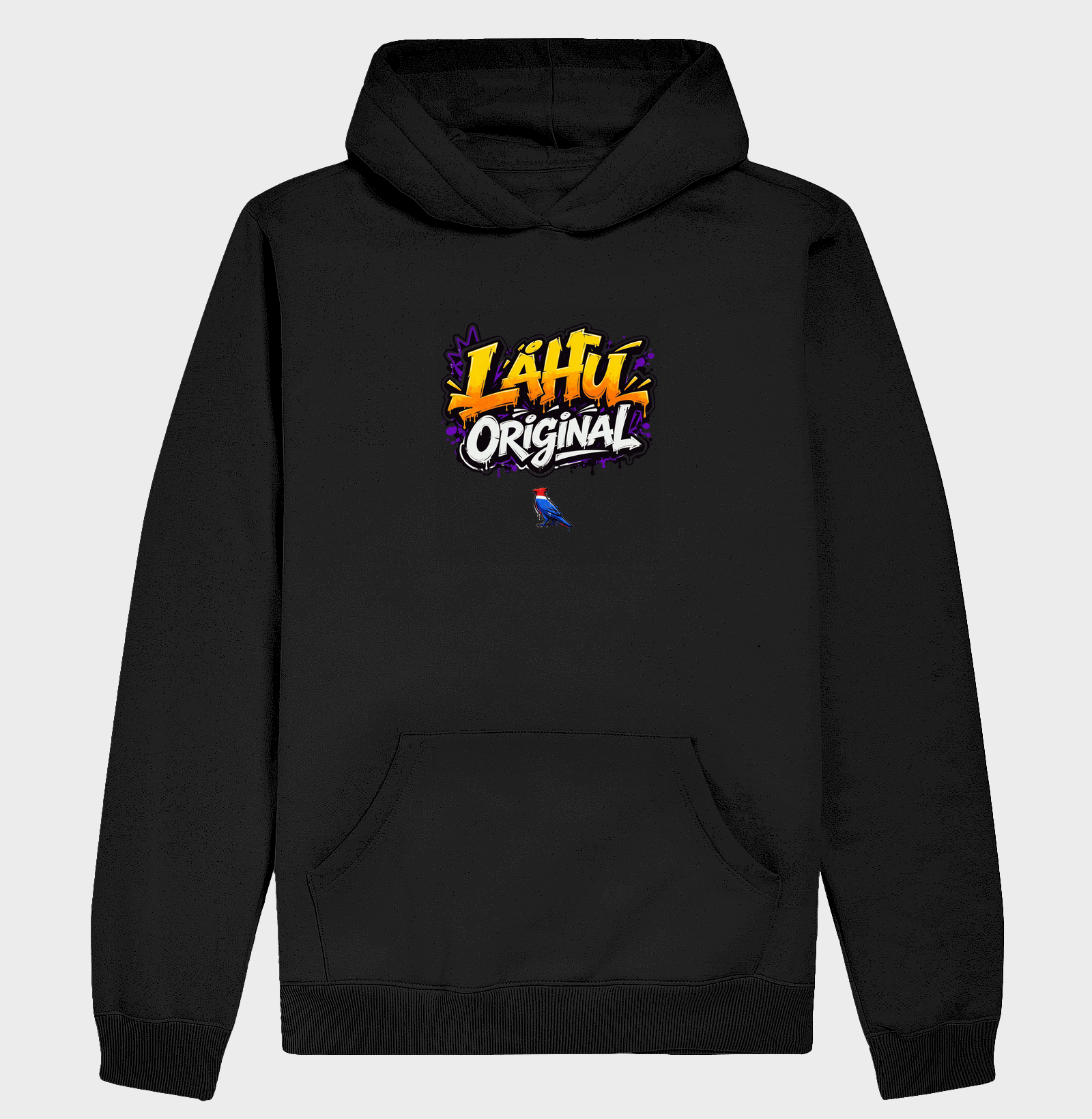 O grafite LÄHU Original brilha em tons vibrantes de laranja e roxo, traduzindo energia e movimento. Mistura perfeita entre arte de rua e moda contemporânea, feita para quem vive o estilo com propósito. - Imagem 2