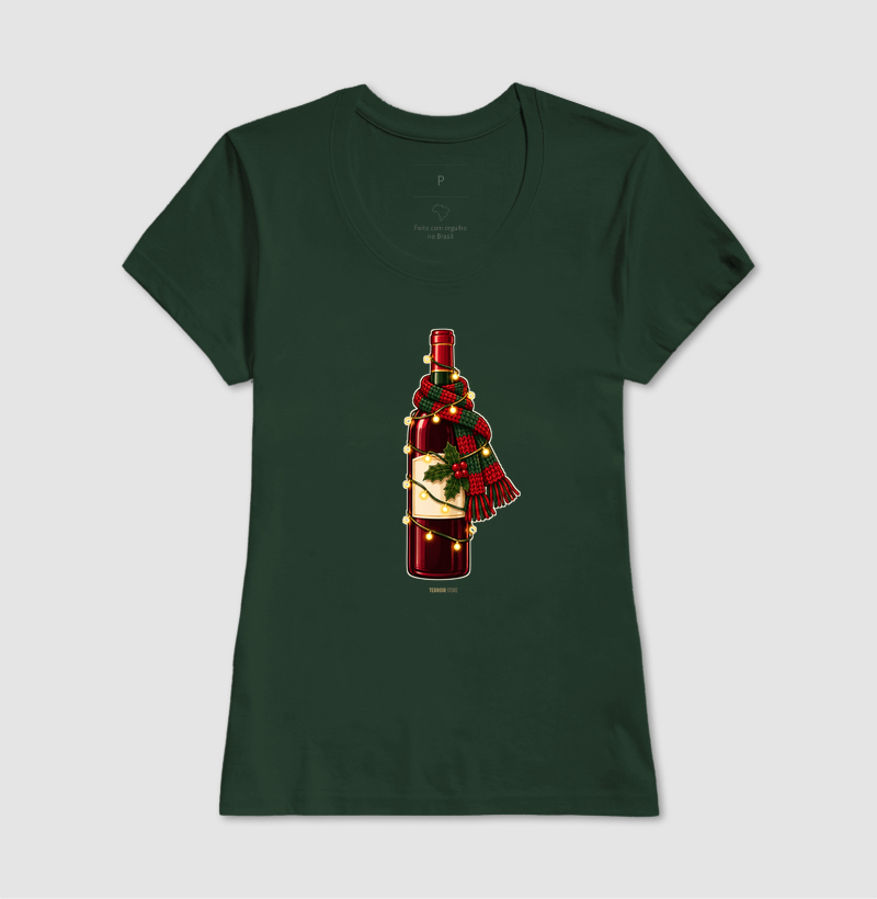 Camiseta Natal com Vinho – Garrafa de Cachecol e Pisca-Pisca - Imagem 13
