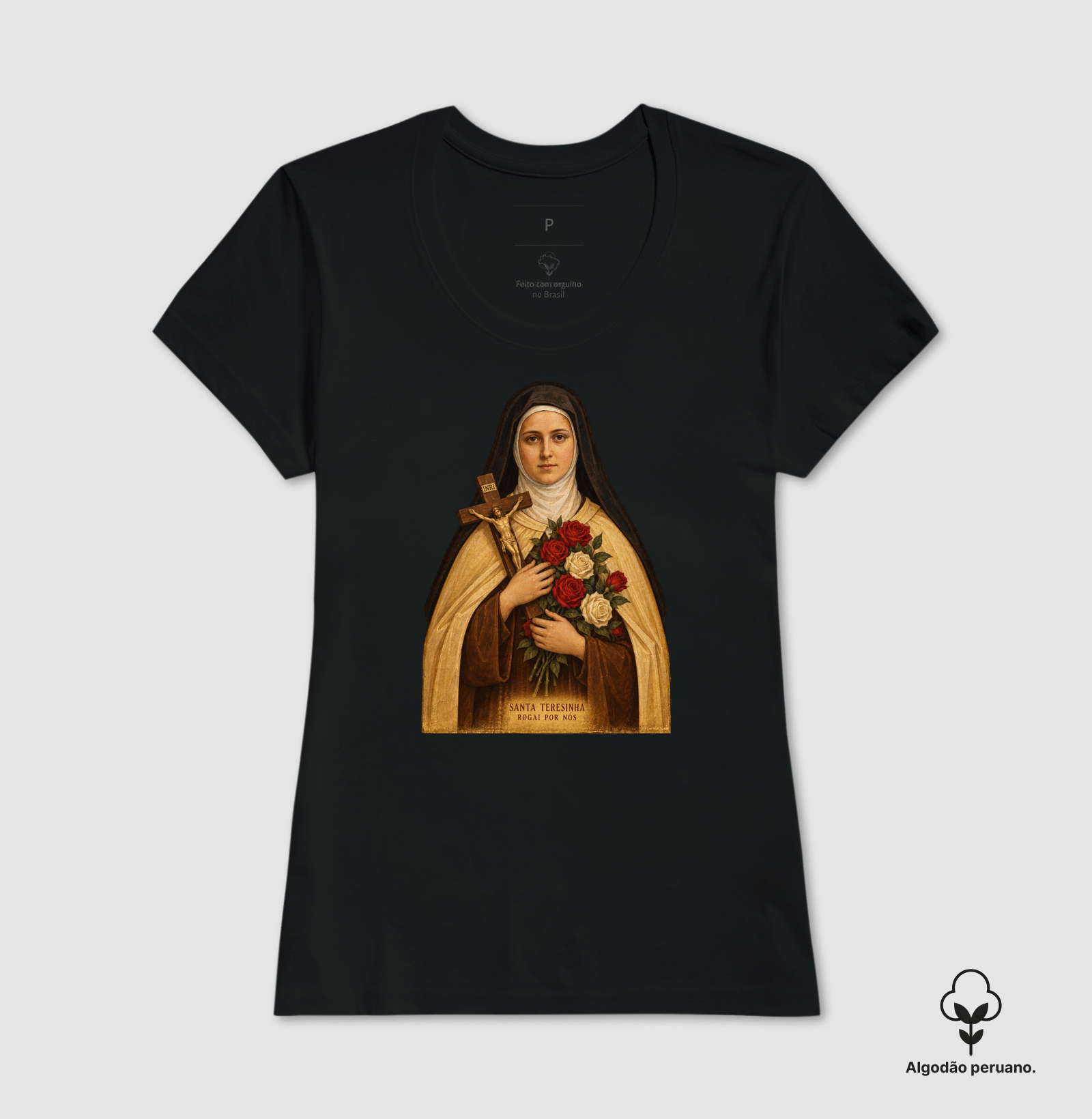 Camiseta Algodão Peruano Santa Teresinha Rogai por Nós - Imagem 3