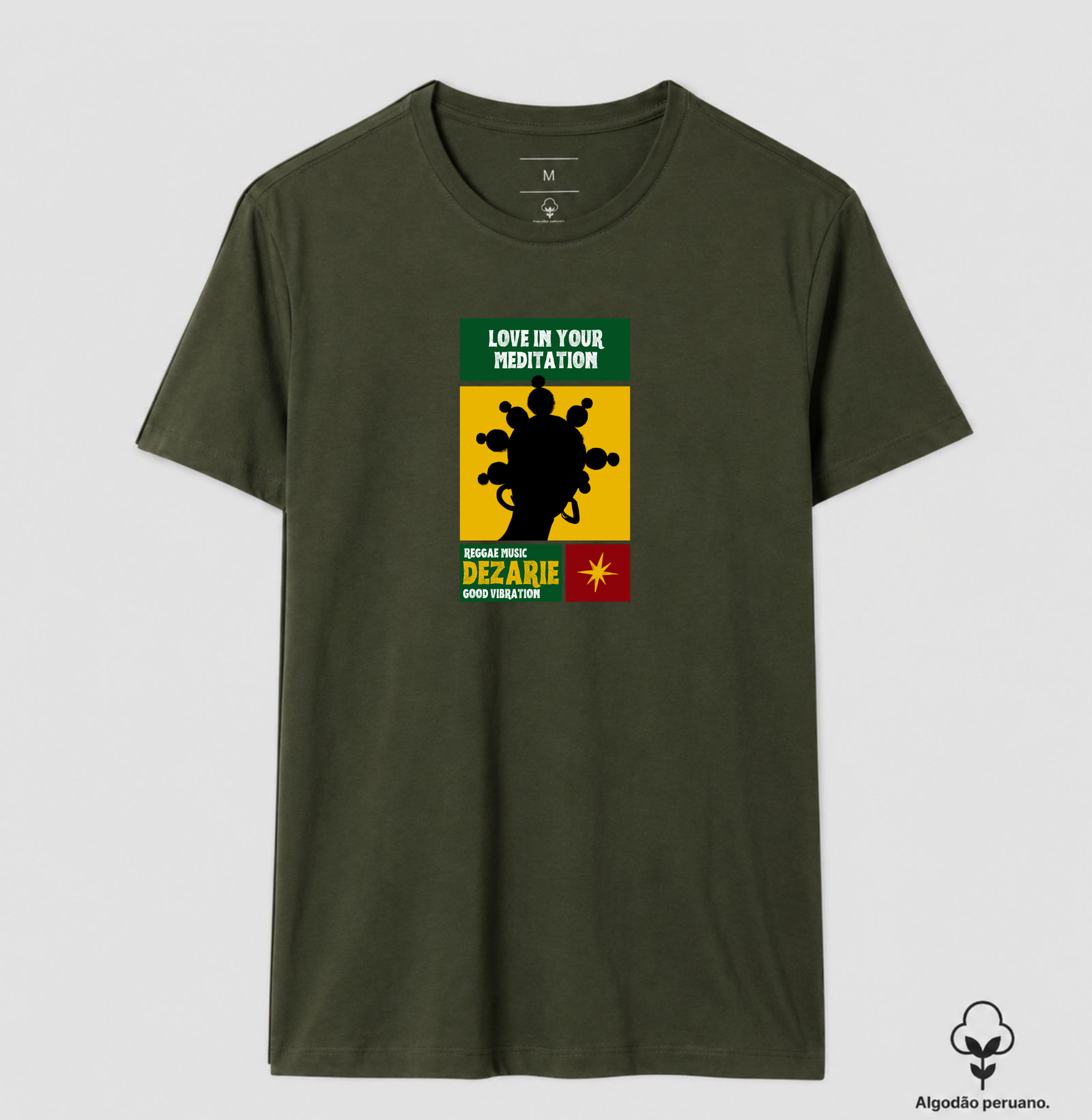 Camiseta Love In Your Meditation. Coleção Reggae.  Masculino e feminino. Algodão Peruano. - Imagem 8