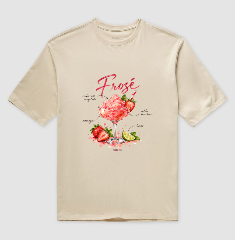 Camiseta Oversized Frosé – Drink com Vinho Rosé e Morango - Imagem 3