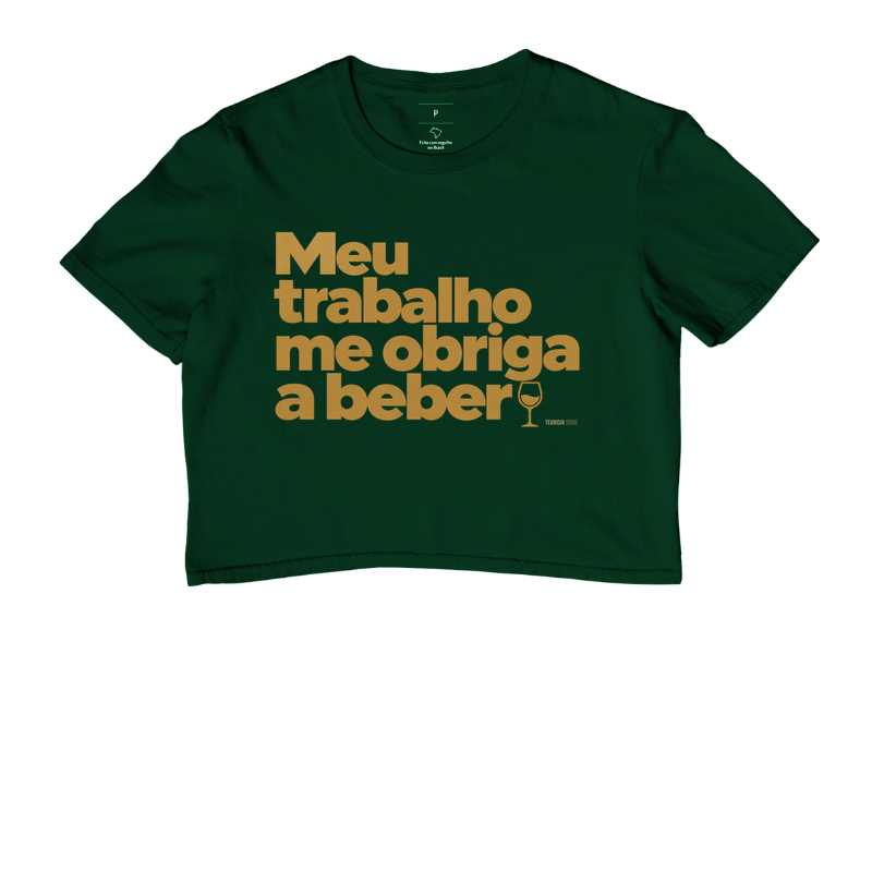 Camiseta Cropped Meu Trabalho Me Obriga a Beber – Frase Divertida de Vinho - Imagem 5
