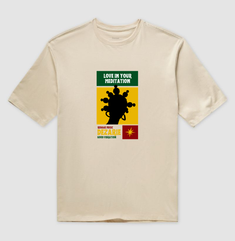 Camiseta Oversized Love In Your Meditation. Coleção Reggae.  Unissex. Algodão Premium. - Imagem 4