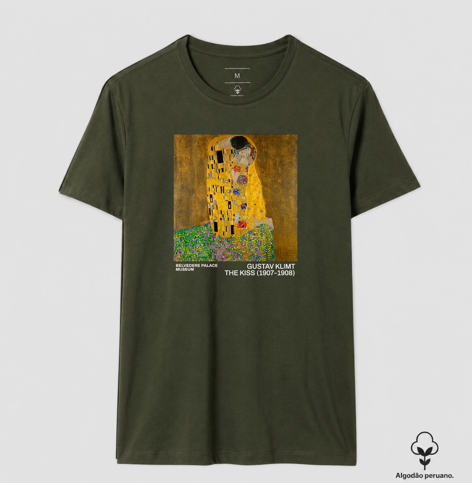 Camiseta Algodão Peruano Gustav Klimt O Beijo The Kiss 1907 - Imagem 2