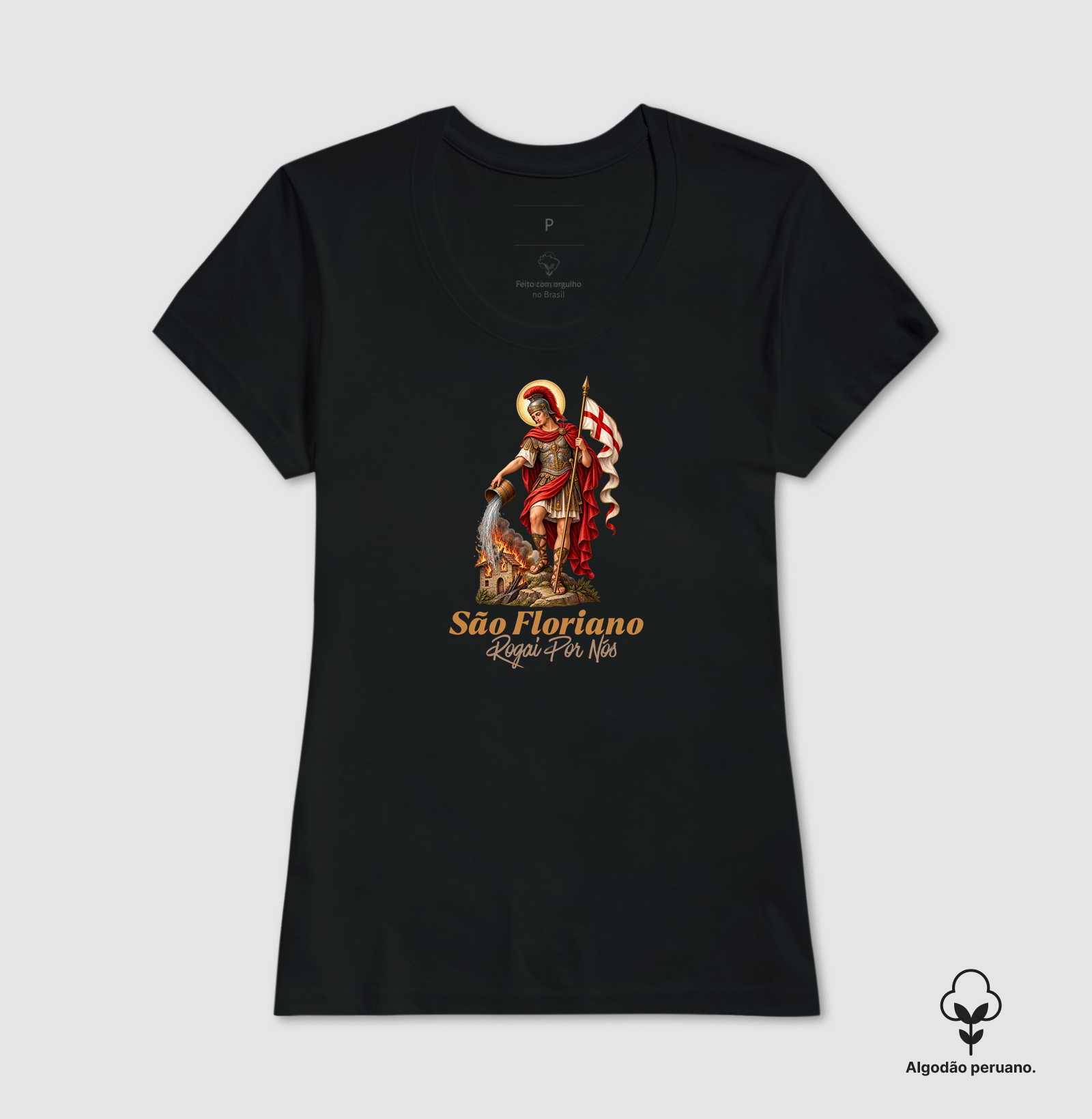 Camiseta Algodão Peruano São Floriano Rogai Por nós - Imagem 8