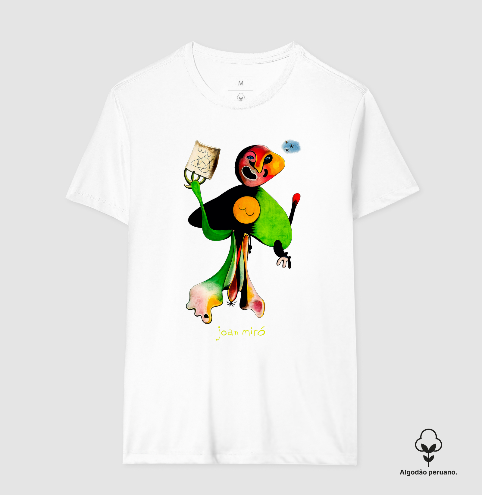 Camiseta Algodão Peruano Tanguis Joan Miró Homem com Cachimbo  - Imagem 4