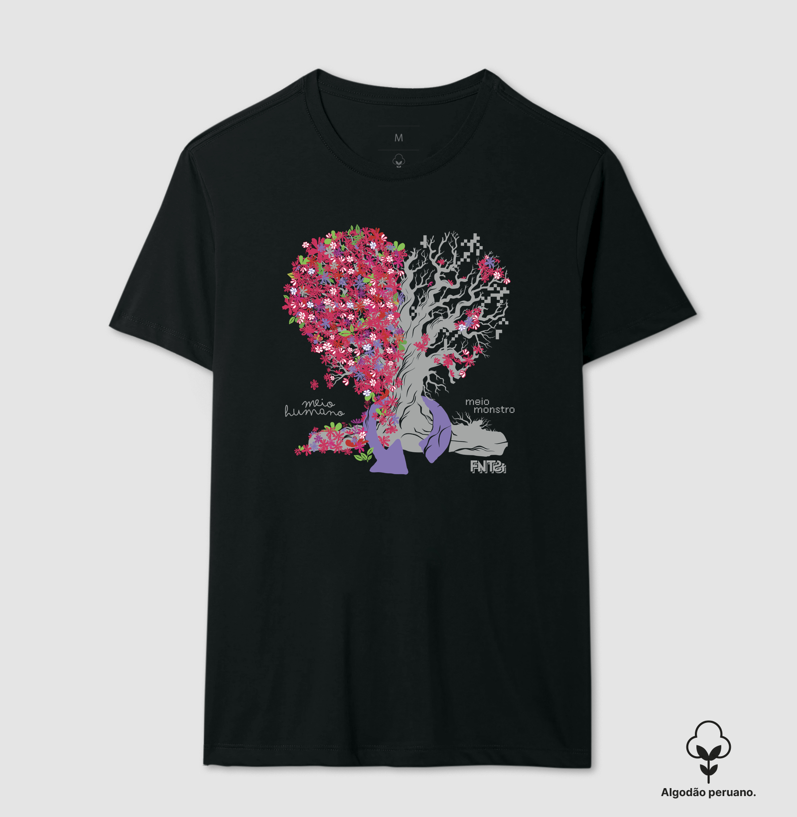 T-SHIRT "HUMANOS E MONSTROS" / ÁRVORE-CORAÇÃO GRANDE (ALGODÃO PERUANO)