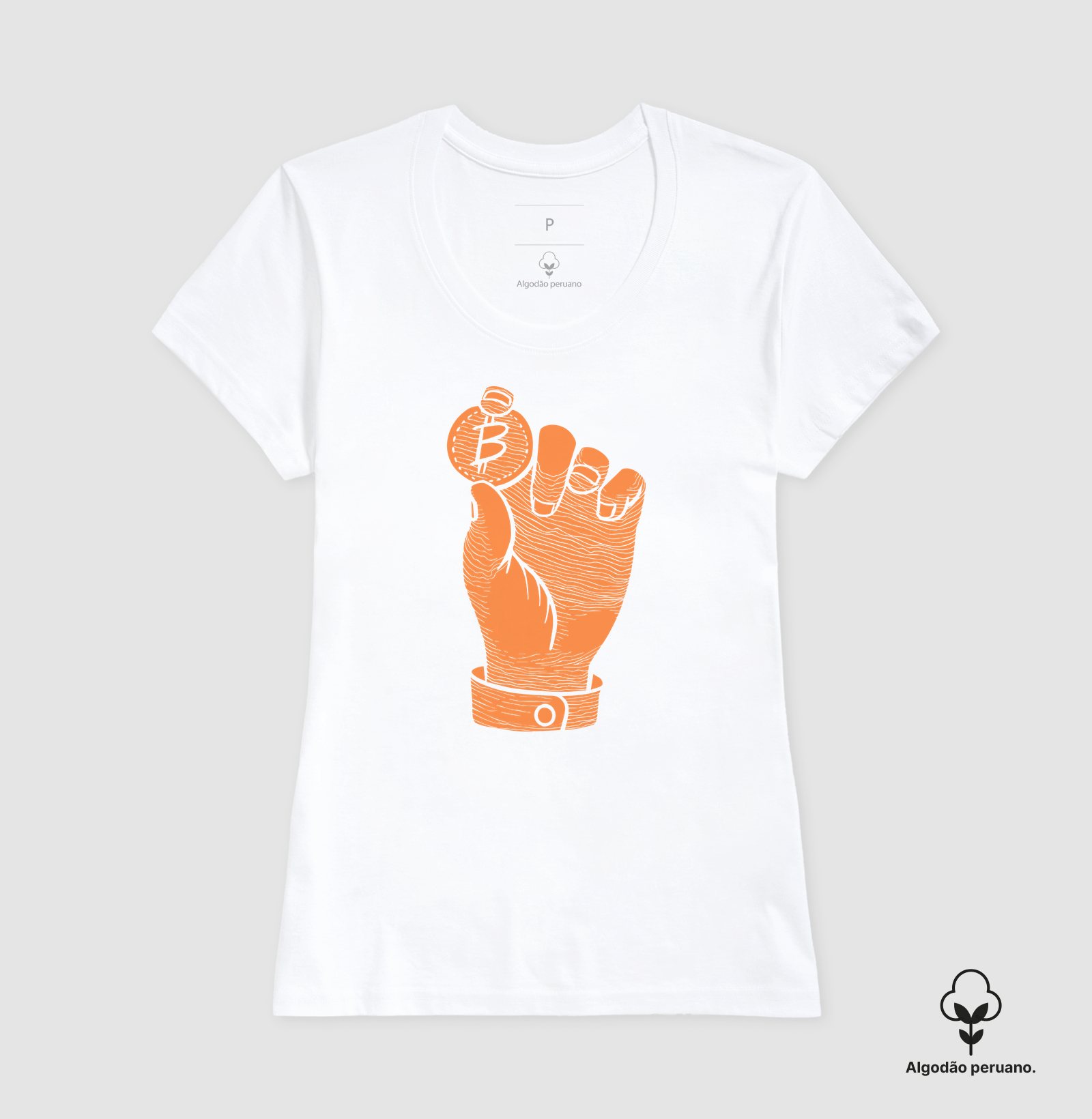 Camiseta Bitcoin Mão da Liberdade Algodão peruano - Imagem 3