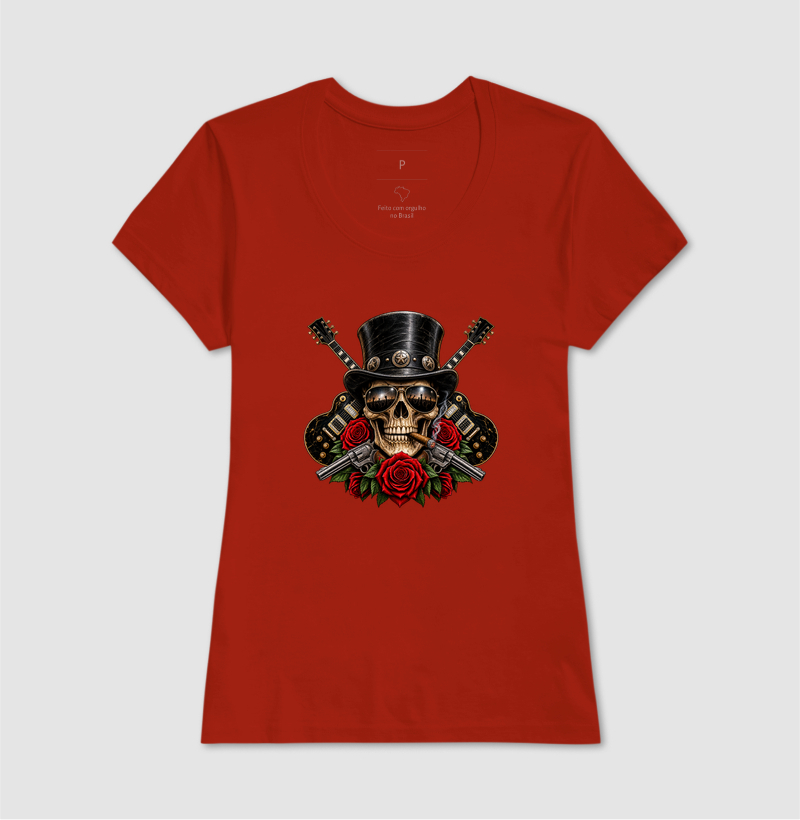Camiseta Rock Skull com Guitarras, Rosas e Caveira – Estilo Rock’n’Roll - Imagem 11