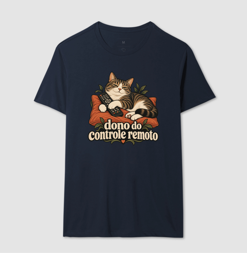 Camiseta Gato Humor "dono do controle remoto" | Pelo & Pano - Imagem 6