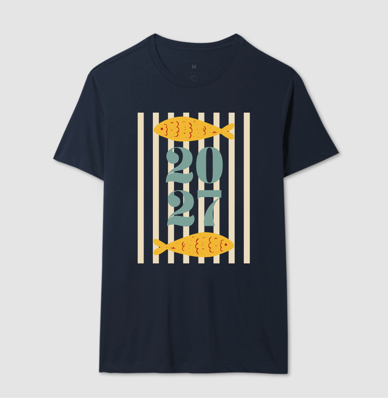 Camiseta Ano Novo 2027 Peixe Mediterrâneo Algodão - Imagem 8