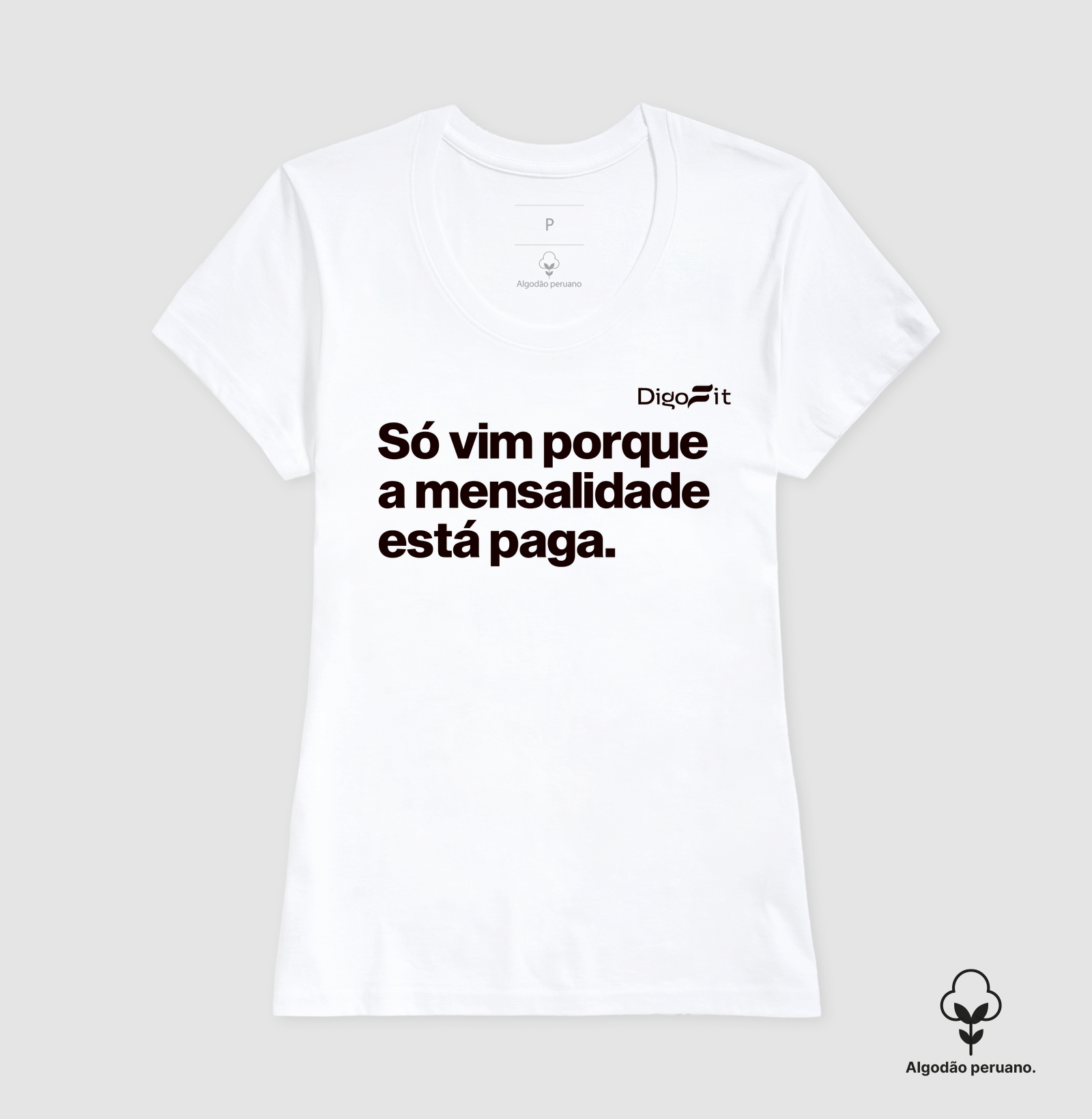 CAMISETA ALGODÃO PERUANO ACADEMIA SÓ VIM PORQUE A MENSALIDADE ESTÁ PAGA - Imagem 4