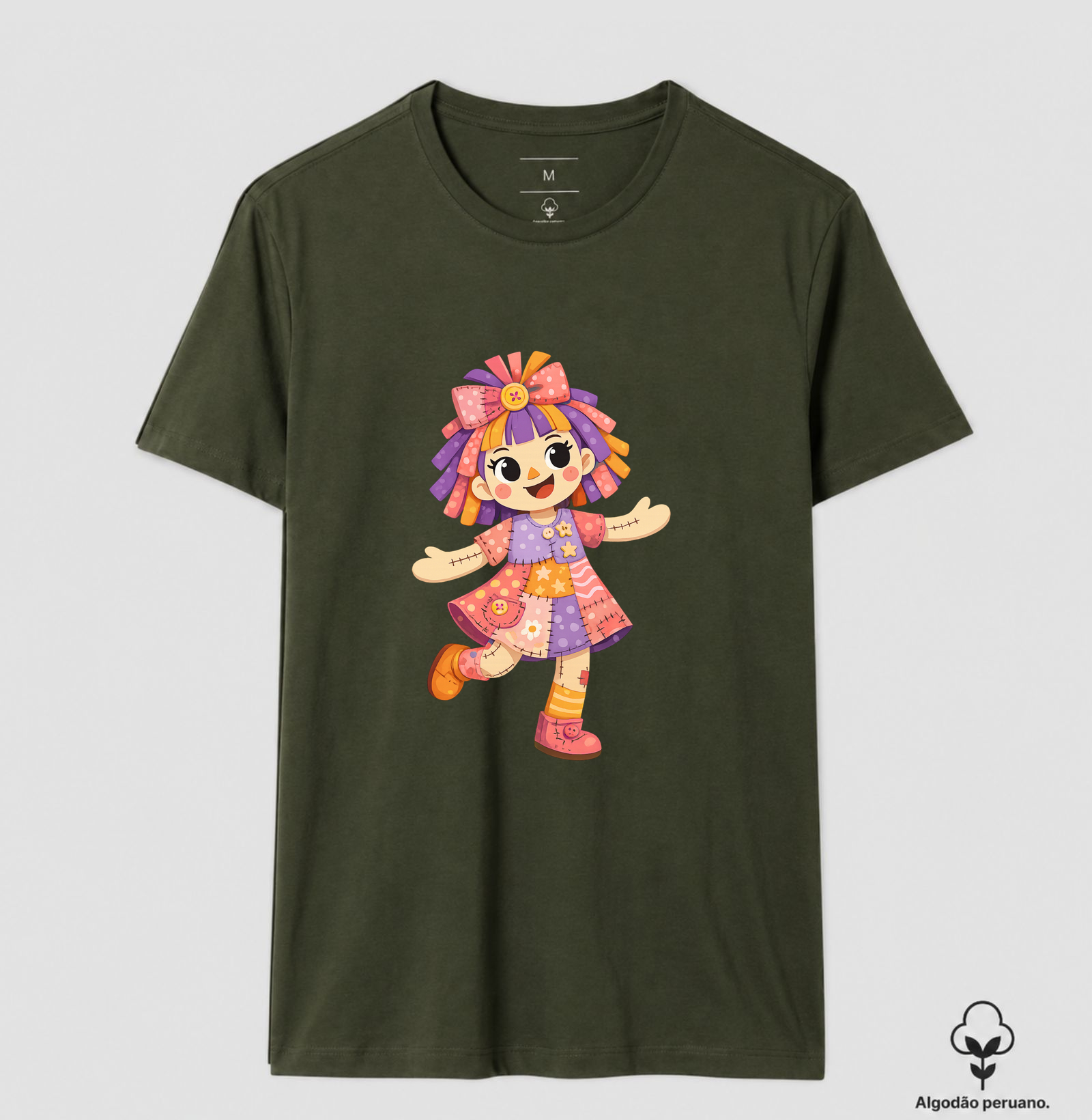 Camiseta Algodão Peruano Boneca de Pano - Rosa - Imagem 5