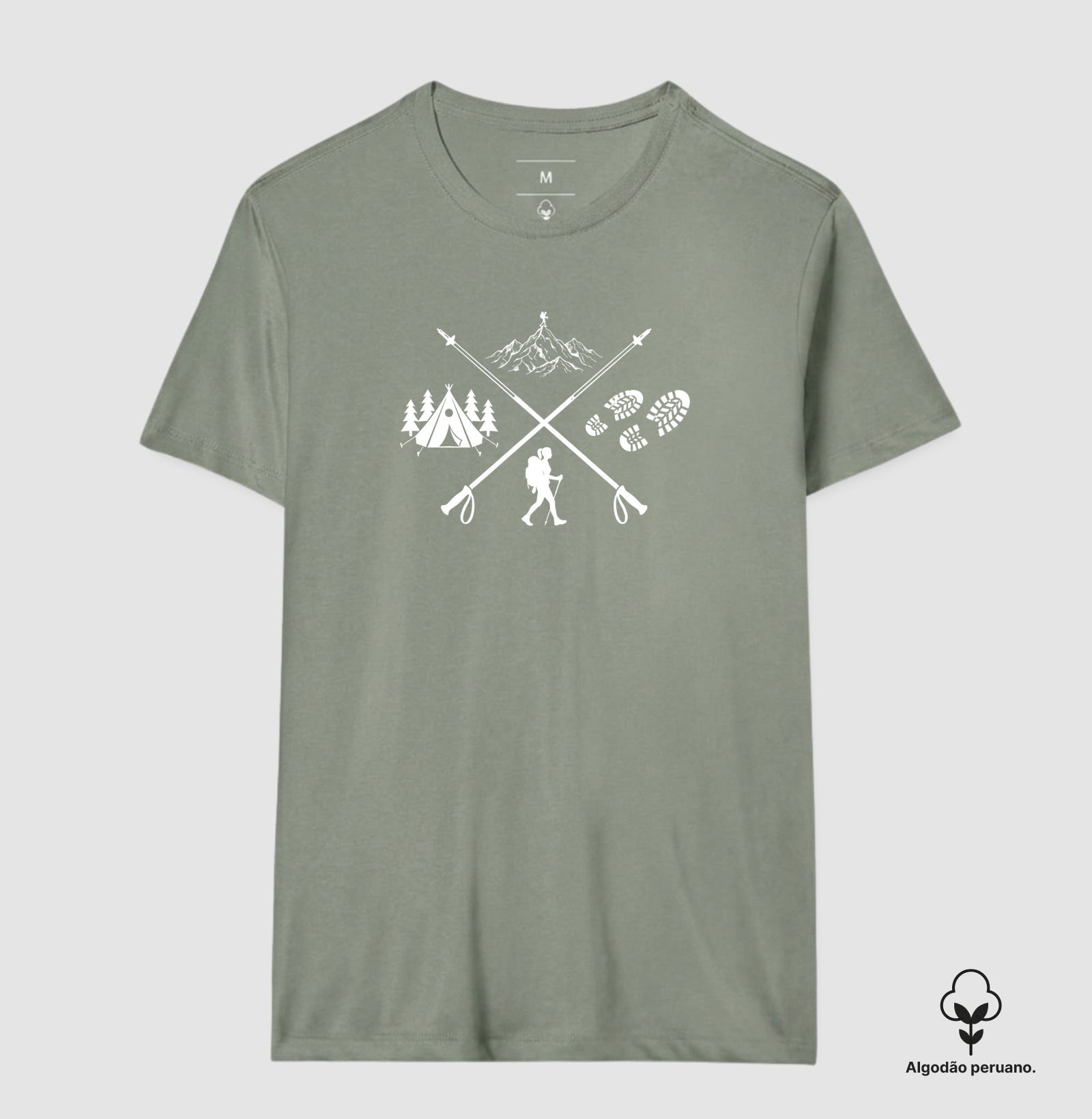 Camiseta Trilheira Montanha Acampamento | Bastoes Cruzados Hiking Feminino | Colecao Viciados em Viagem - Imagem 9