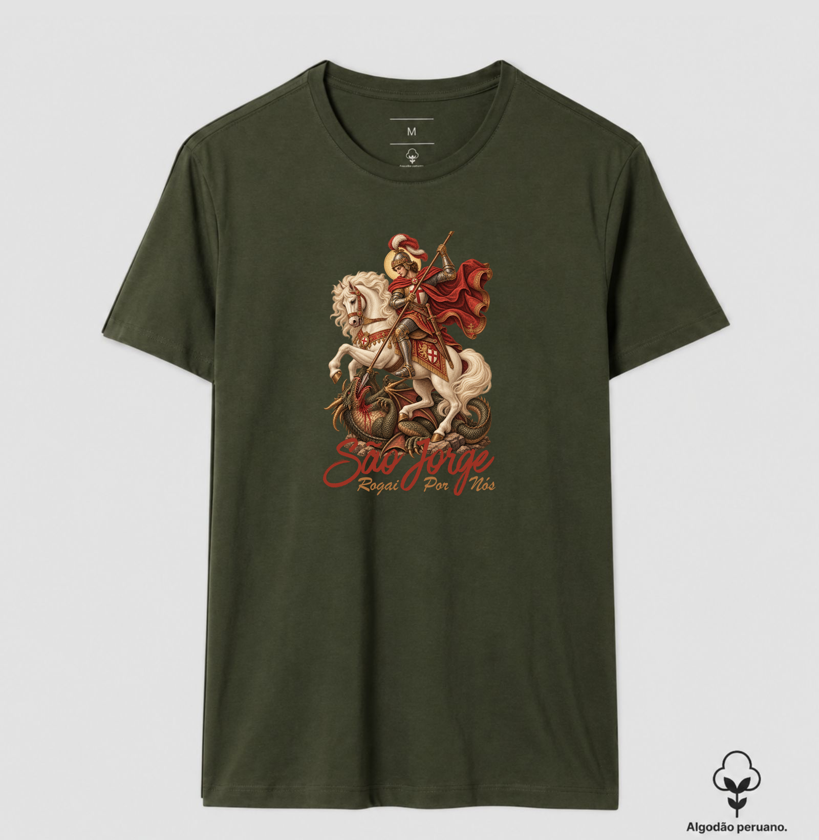 Camiseta Algodão Peruano São Jorge Rogai Por Nós - Imagem 2