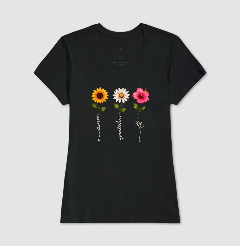 Camiseta Floresça com amor, fé e gratidão. - Imagem 3