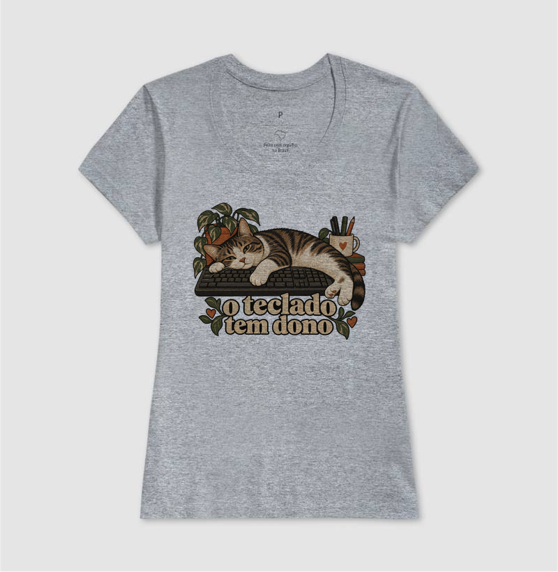 Camiseta Gato Home Office "o teclado tem dono" | Pelo & Pano - Imagem 9