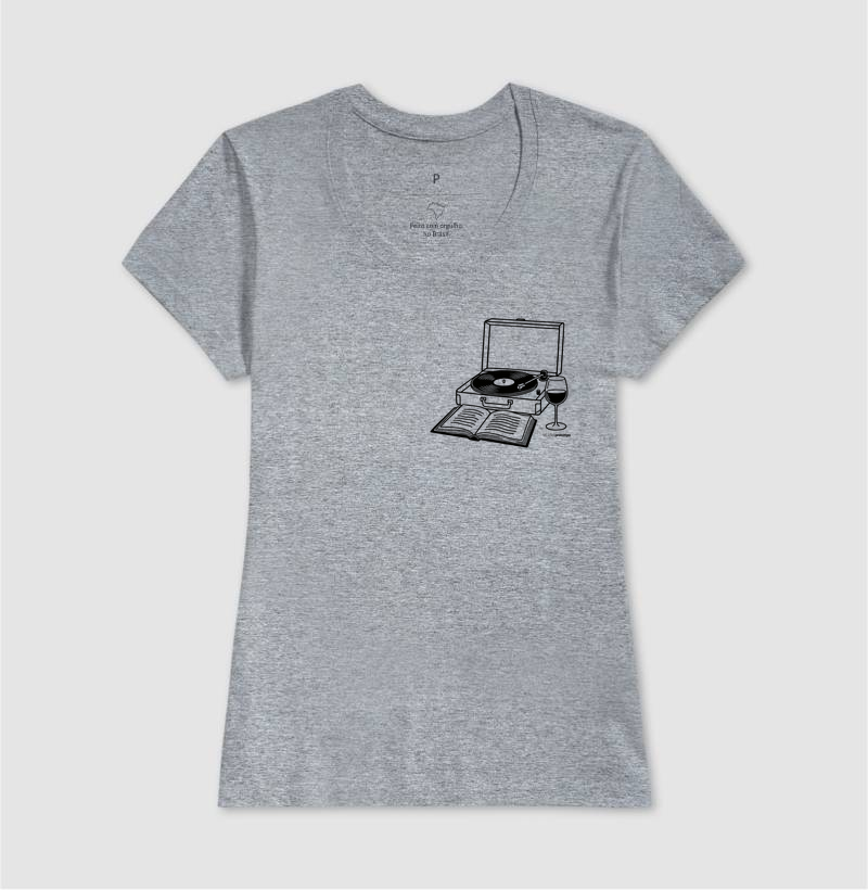 Camiseta Vinil, Livro e Vinho (estampa P) - Imagem 9