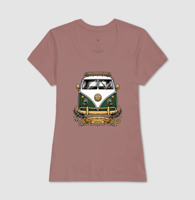 Kombi Clássica Não Envelhece Valoriza - Vintage VW Verde e Dourada - Imagem 13