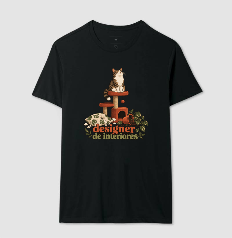 Camiseta Gato Humor "designer de interiores" | Pelo & Pano - Imagem 2
