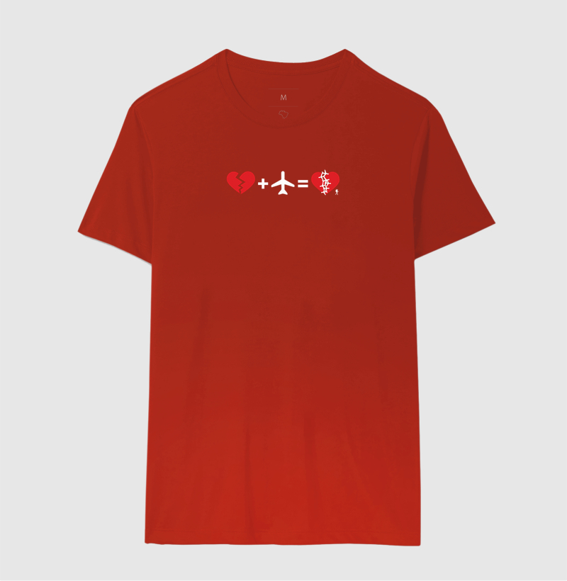 Camiseta Coracao Partido Mais Aviao Igual Coracao Curado | Equacao Viagem Humor | Colecao Viciados em Viagem - Imagem 13