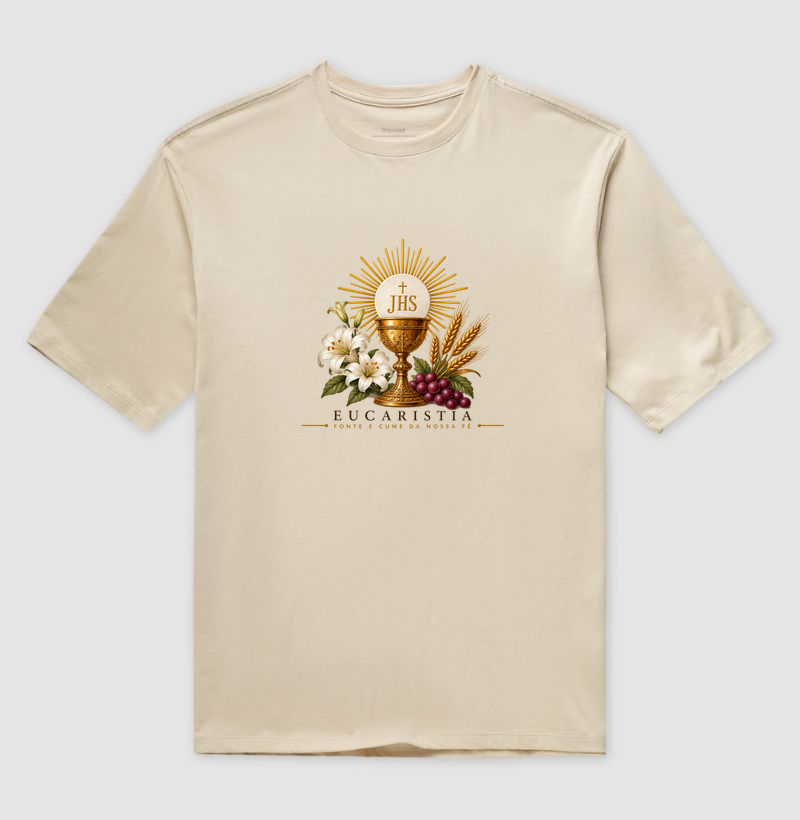 Camiseta Oversized Eucaristia, fonte e cume da nossa fé - Imagem 3