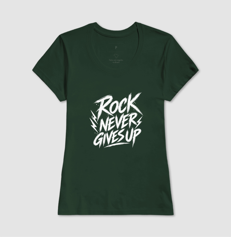 Camiseta Rock Never Gives Up – Estampa Rock em Letras Brancas Estilo Vintage - Imagem 13