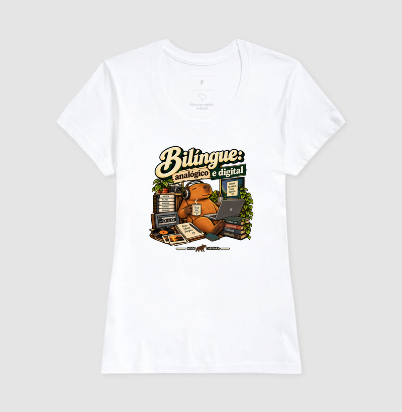 BILÍNGUE, ANALÓGICO E DIGITAL - Modo Capivara - Camiseta - Imagem 7