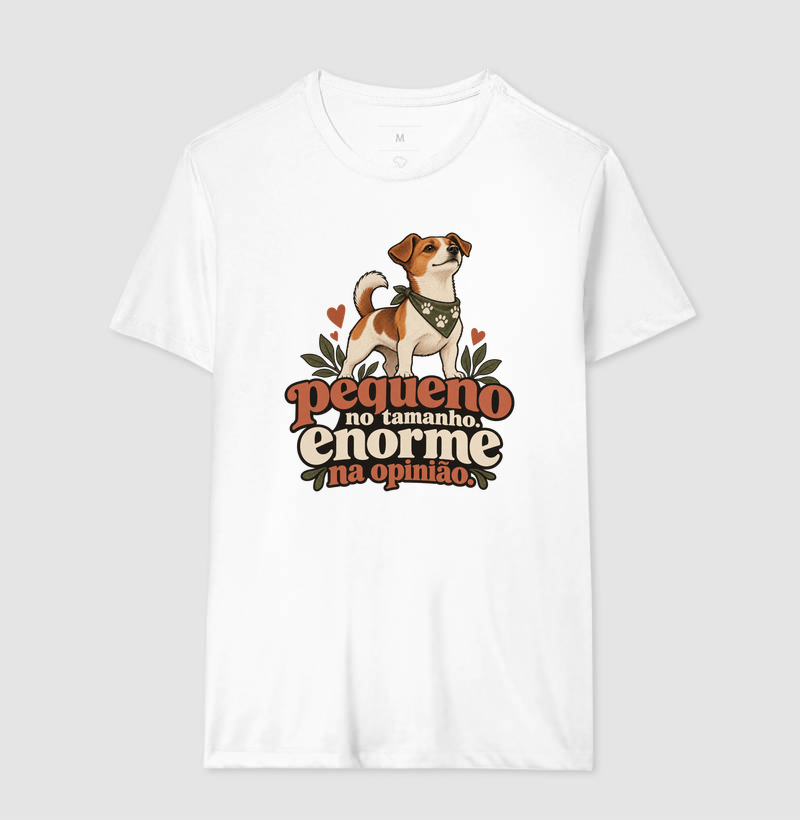Camiseta Cachorro Pequeno "enorme na opinião" | Pelo & Pano - Imagem 4