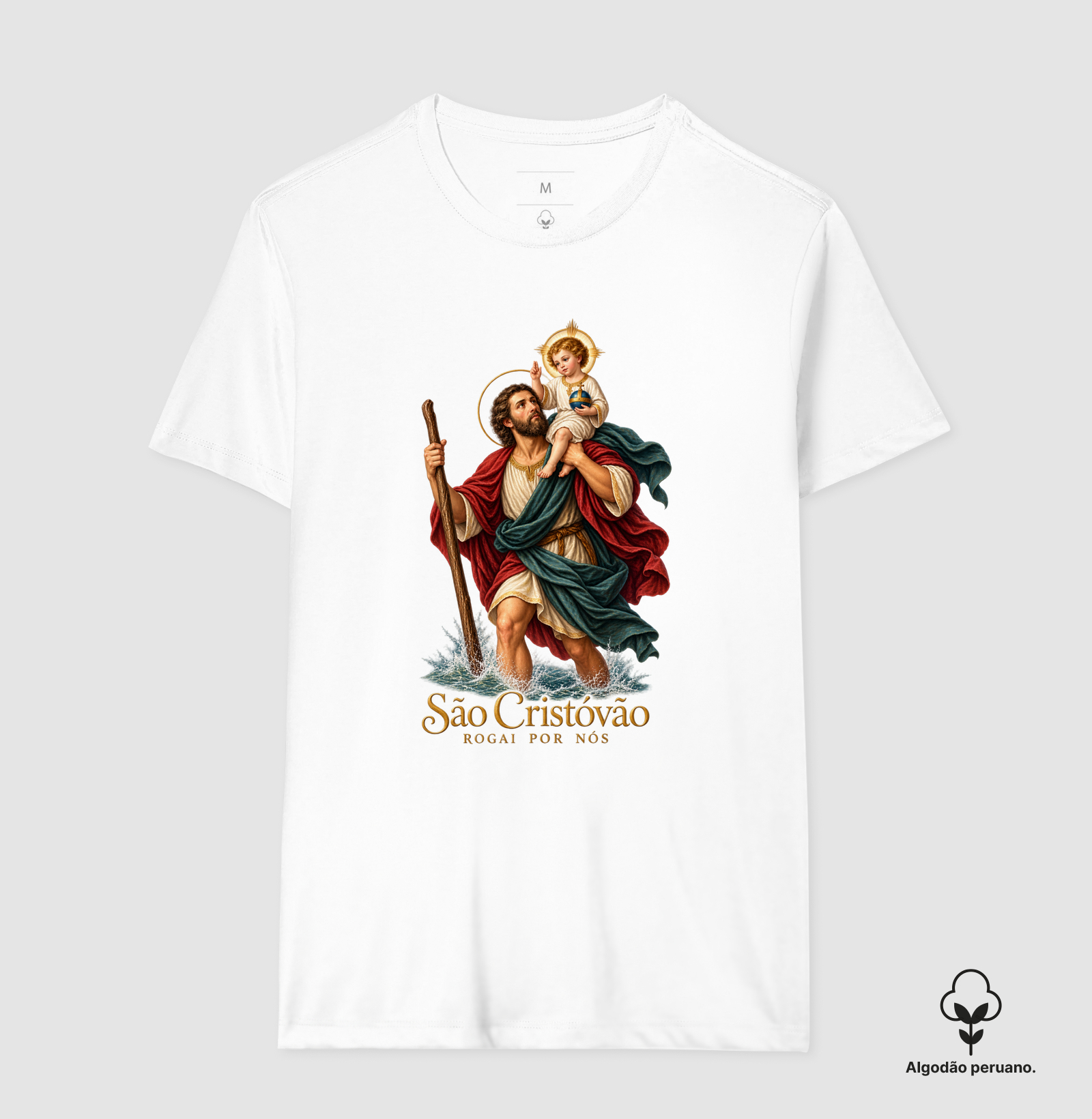 Camiseta Algodão Peruano São Cristóvão Rogai Por Nós - Imagem 2
