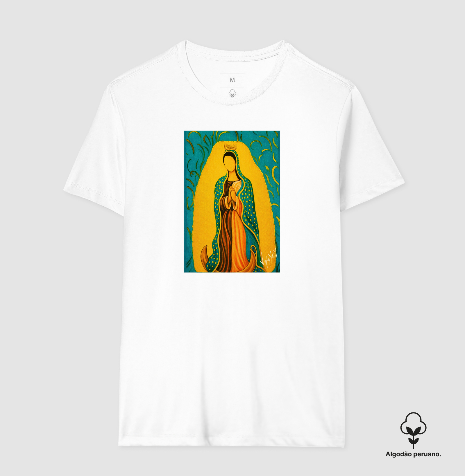Camiseta Algodão Peruano Nossa Senhora de Guadalupe Arte Sacra - Imagem 3