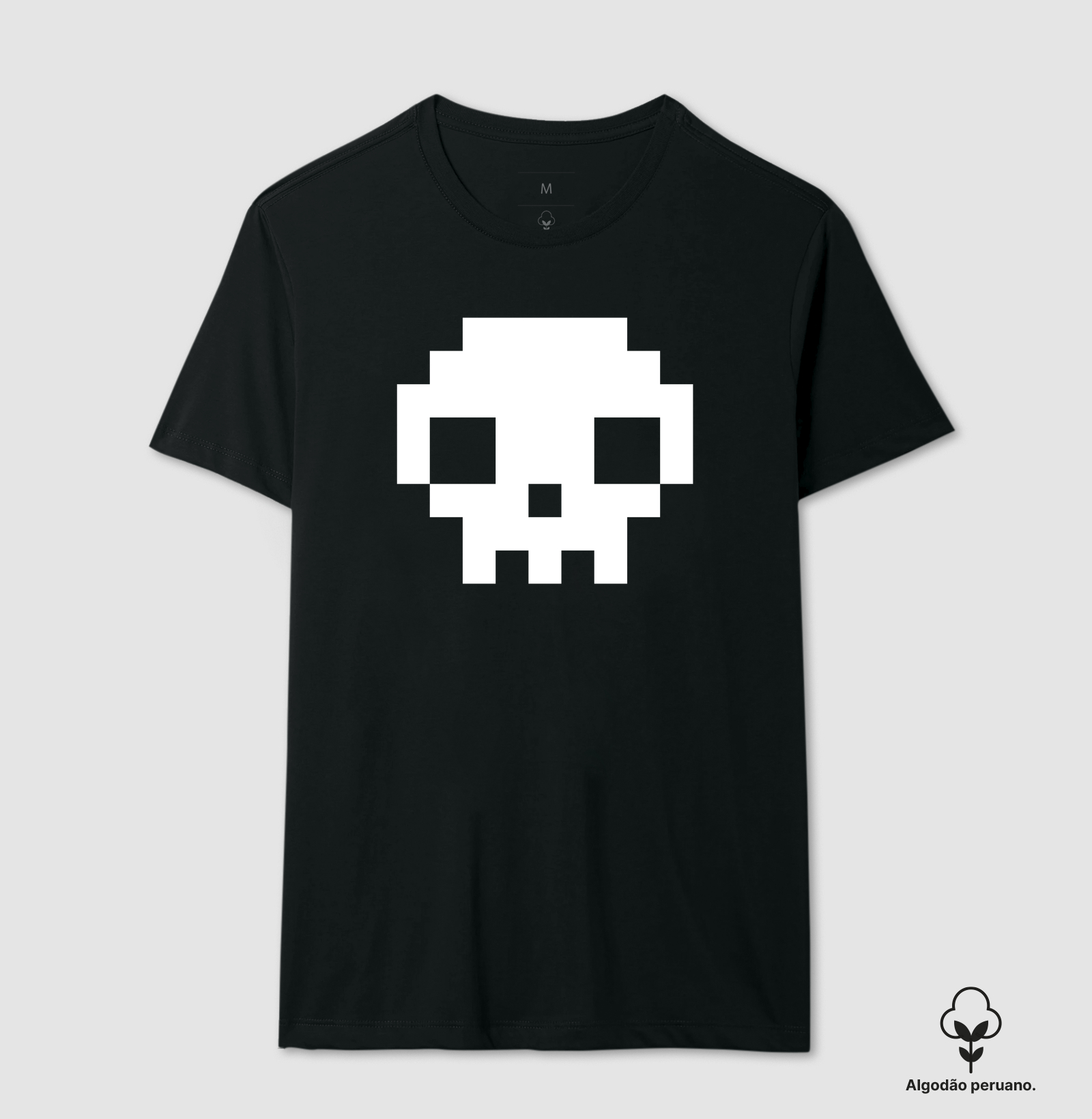 Camiseta Algodão Peruano Pixel Caveira - Imagem 3