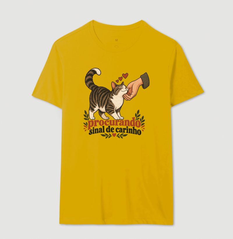 Camiseta Gato Carinho "procurando sinal de carinho" | Pelo & Pano - Imagem 14