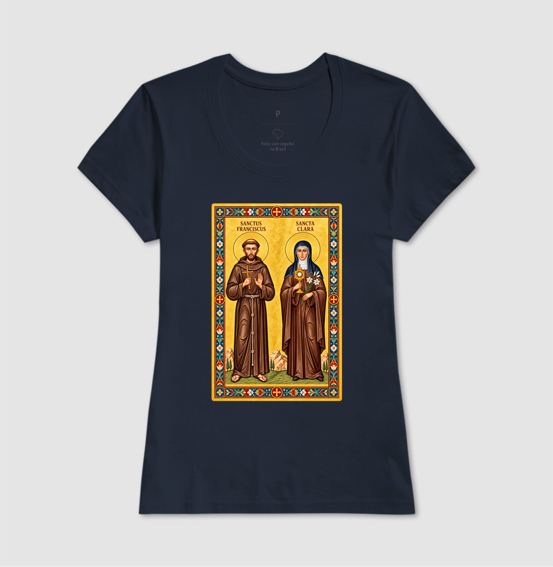 Camiseta São Francisco e Santa Clara de Assis Moldura - Imagem 7