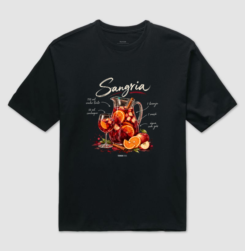 Camiseta Oversized Sangria – Drink com Vinho Tinto e Frutas - Imagem 2